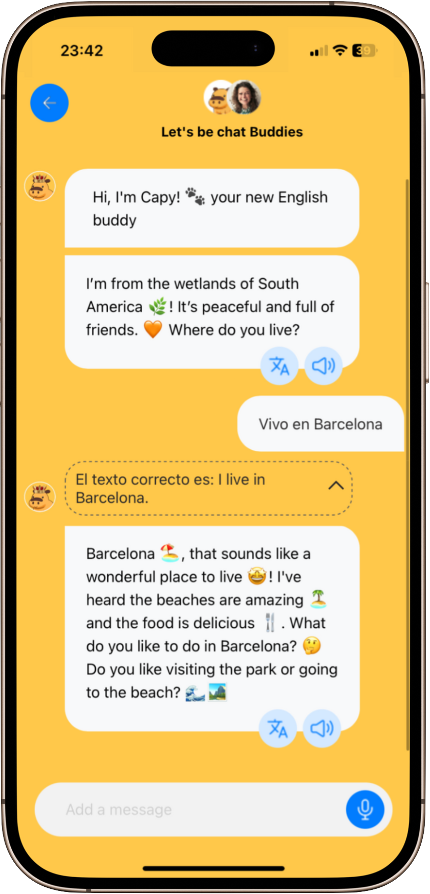 Aispeak chat en móvil